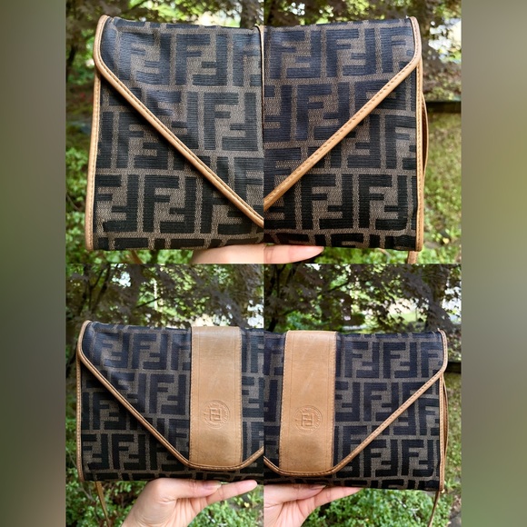 🧚Auth💖RARE💖 FENDI Zucca Zucchino Envelope Pochette Shoulder Clutch/Crossbody✨ - Picture 11 of 14